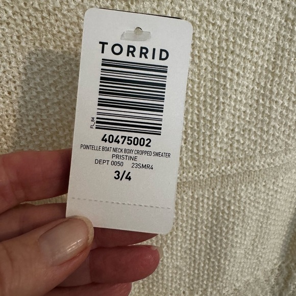 NWT Torrid Pointelle Boat Neck Boxy Cropped Sweater Size 3X/4X - Picture 8 of 10